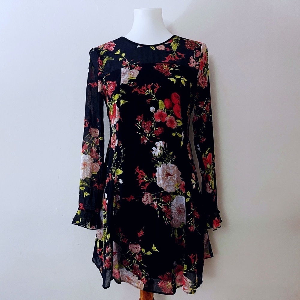 Kimchi Blue Dragon fly dress floral boho whimsigoth Bishop Sleeves vampy